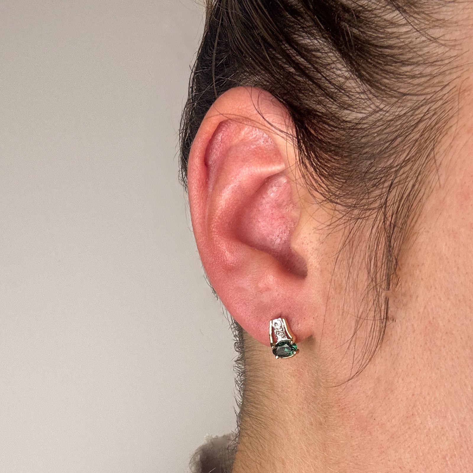 Emerald Simulant & Diamond Stud Earrings | 0.90ctw Emerald & 0.03ctw Diamonds | Hypoallergenic 14K Gold | Perfect for Weddings, Anniversaries & Special Occasions