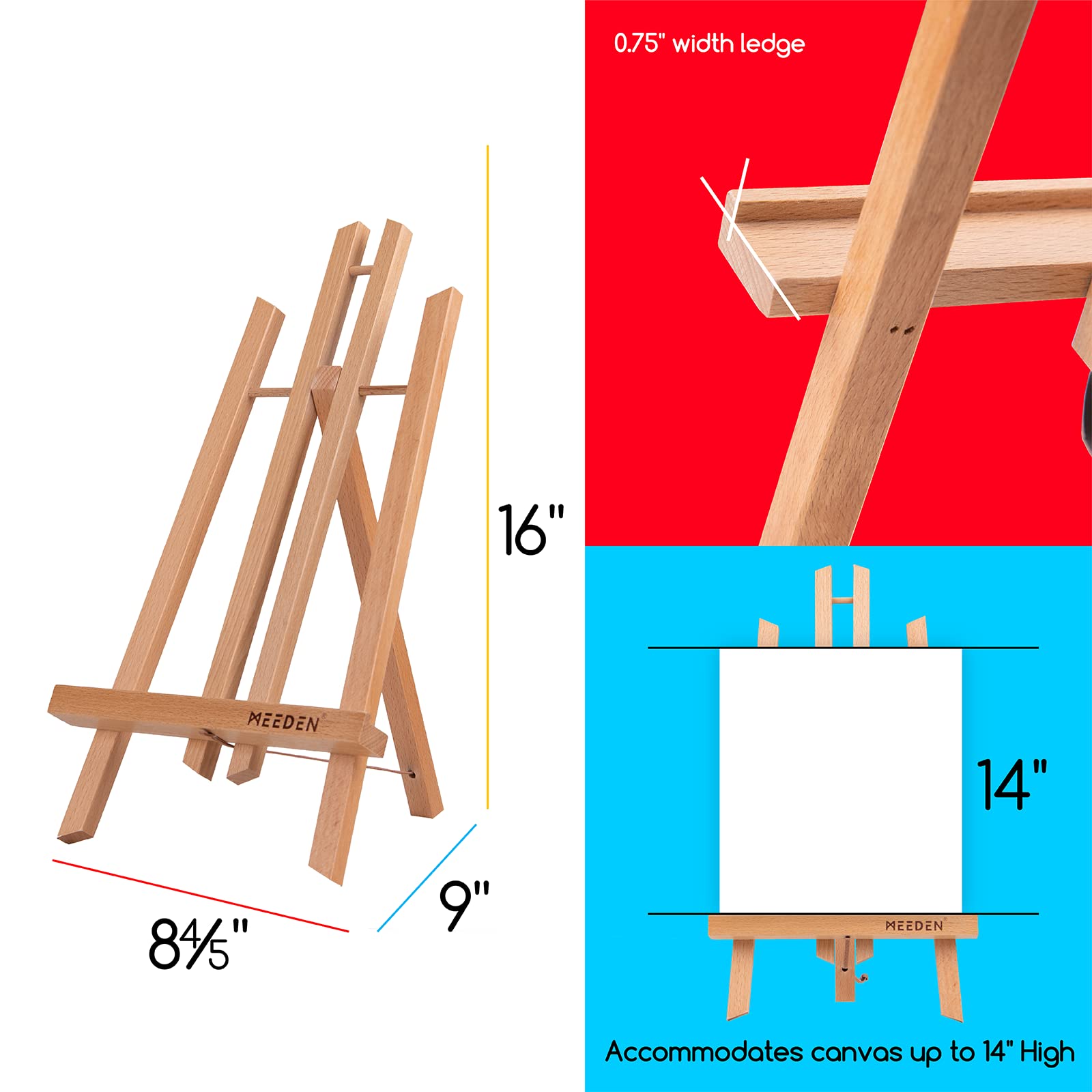 MEEDEN 16 Inch Tabletop Easel - 12 Pack Premium Beech Wood Artist Easels for Painting, Display & Canvas Stand | Perfect for Art Studios, Classrooms & Home Decor