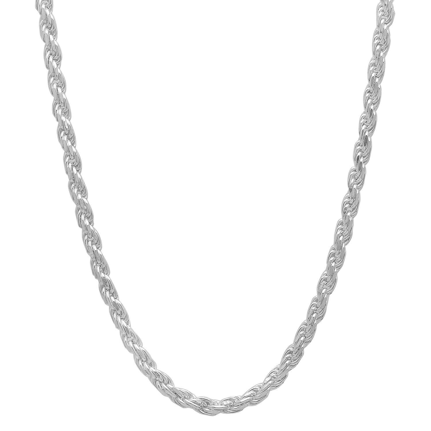 2.6mm .925 Sterling Silver Diamond-Cut Twisted Rope Chain Necklace for Women - Durable & Hypoallergenic Jewelry Gift for Birthday, Anniversary & Valentine's Day