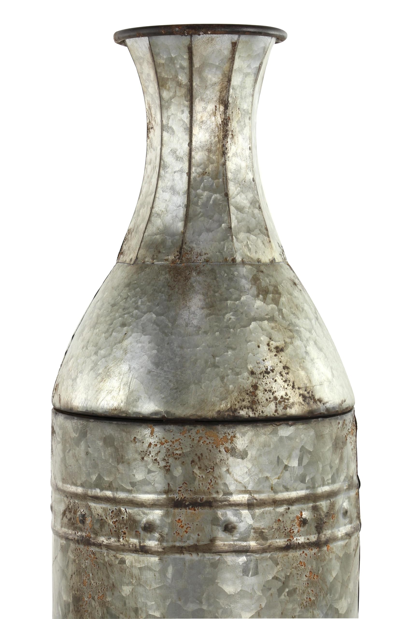 Deco 79 Handmade Metal Floor Vase Set of 3 - Tall Galvanized Studded Centerpiece Vases (43