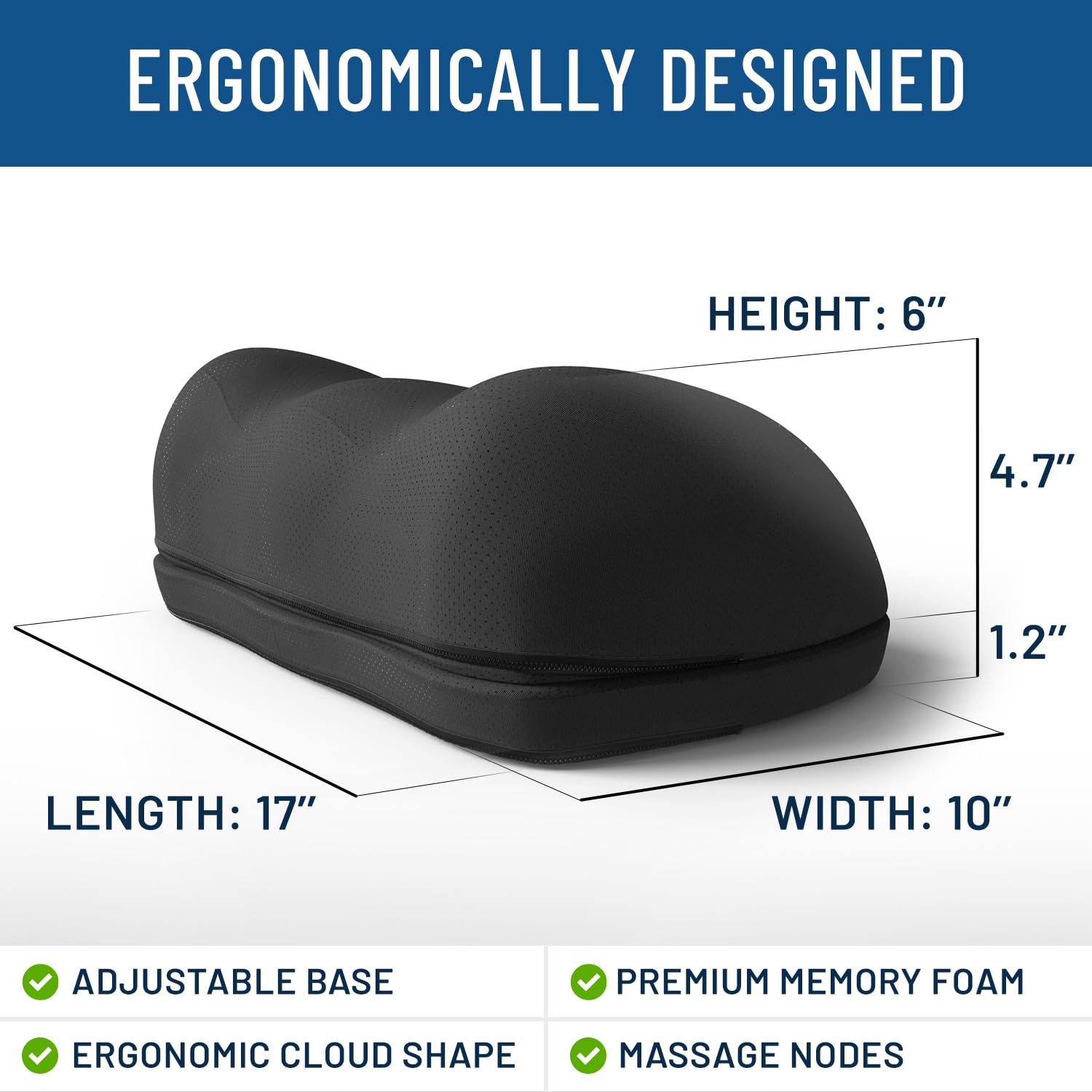 Everlasting Comfort Adjustable Cloud Foot Rest for Under Desk - Ergonomic Memory Foam Office Foot Stool with Pressure Point Nodes, Perfect for Work, Gaming & Home Office - Supports Posture & Improves Comfort for Long Sitting Hours