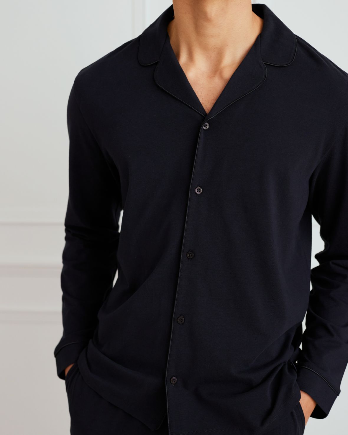 Organic Cotton Button-Up Long Sleeve Pajama Set for Women - Soft & Comfortable Sleepwear - Navy Blue - Perfect for Relaxing at Home or Gift Giving