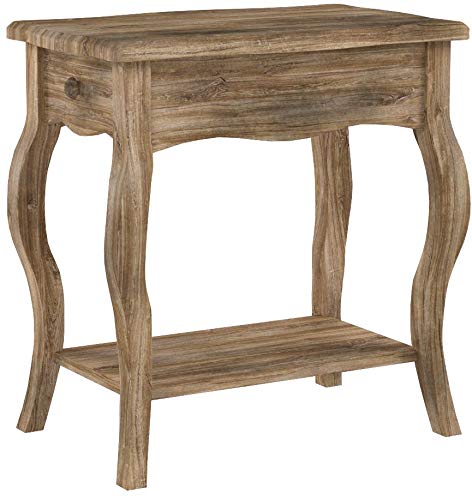 Alaterre Rustic Side Table with Drawer & Shelf - Curved Legs, Scalloped Edges - 15