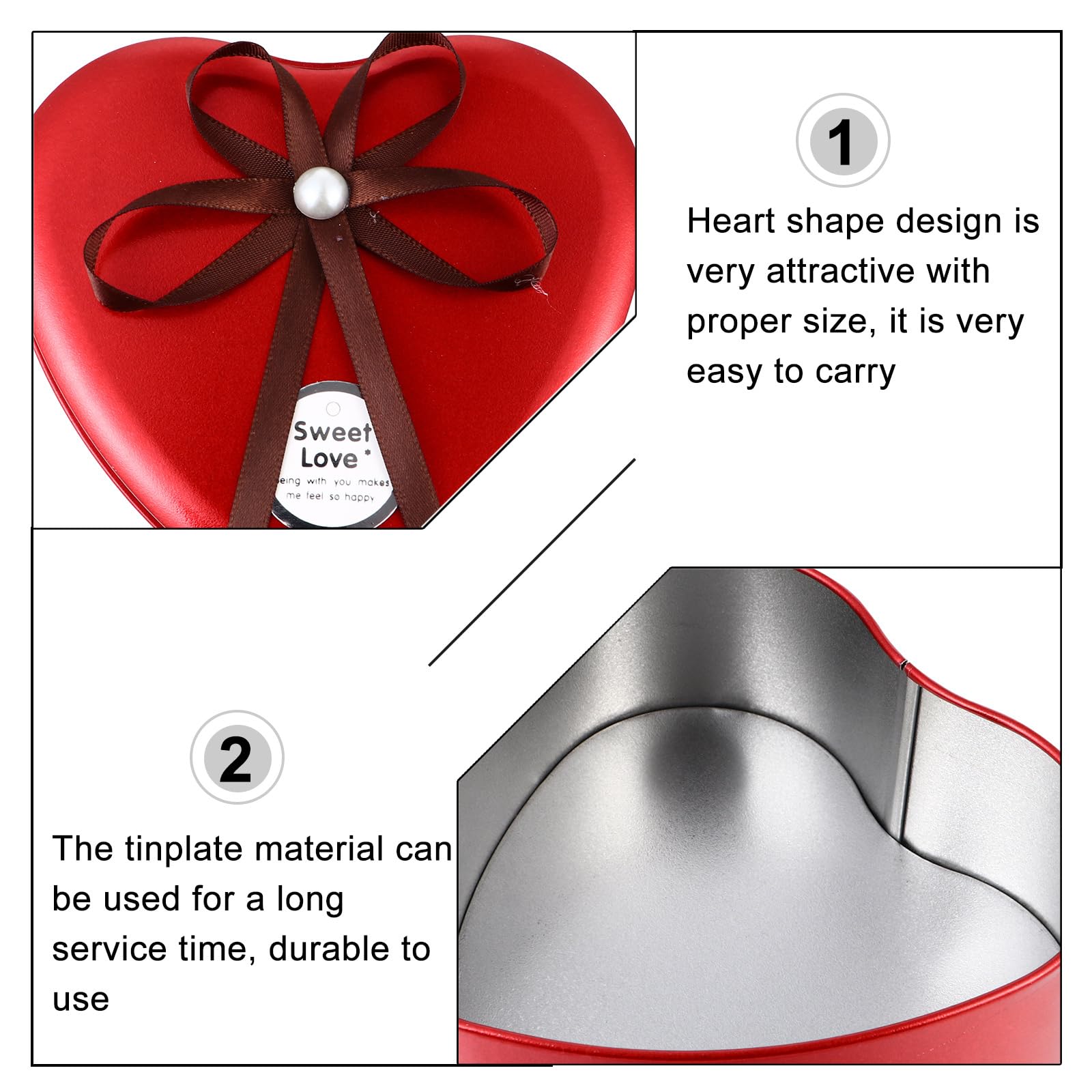 Heart-Shaped Tin Cookie Box with Lid - Small Metal Candy Storage Container for Gifts, Cookies & Treats - Perfect for Valentine's Day, Wedding Favors & Party Decor