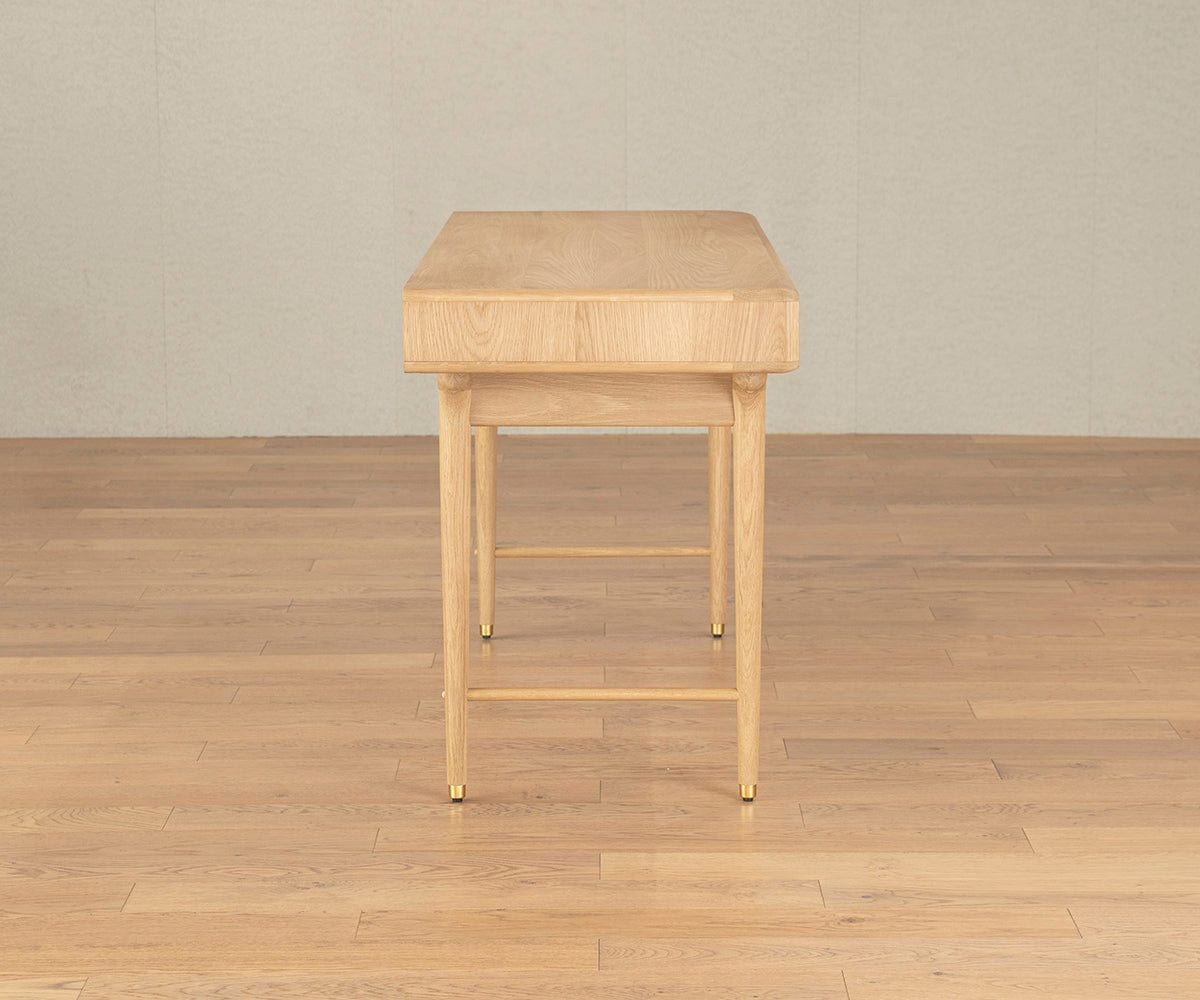 Hendrick Desk II - White Oak Modern Writing Desk for Home Office | Stylish & Durable Workstation for Professionals & Students