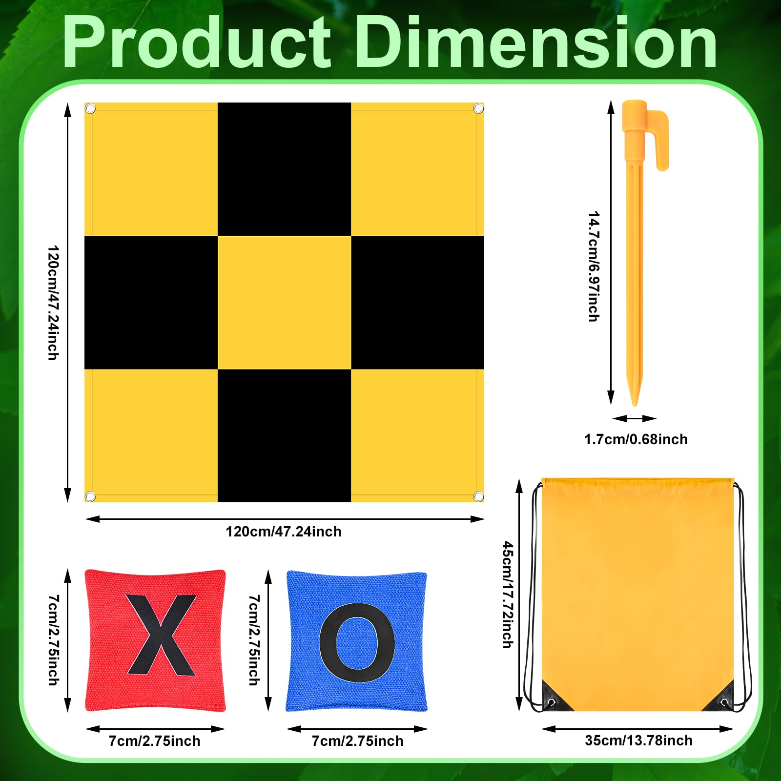Giant 4ft x 4ft Outdoor Tic Tac Toe Game Set for Adults & Family - No Assembly Bean Bag Toss Backyard Lawn Game for Camping, Picnics, and Outdoor Parties