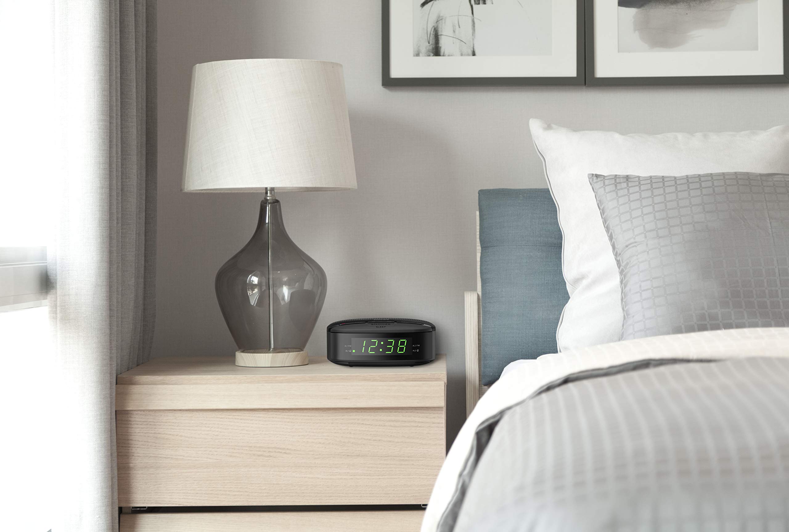 Philips TAR3205 LED Digital Alarm Clock Radio with FM, Dual Alarms & Night Light - Perfect for Bedroom, Office, and Travel