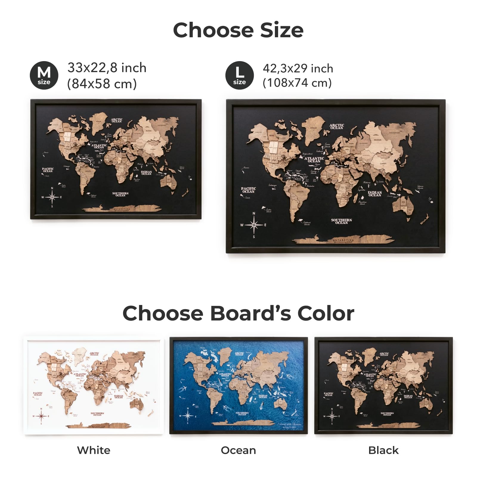 3D Wooden World Map Wall Art - Framed Travel Decor Rustic Home Decoration Housewarming Gift (Medium, Board, Terra) | Perfect for Living Room, Office & Travel Lover's Space