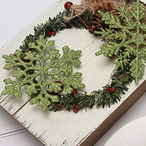 40Pcs Lime Glitter Snowflake Ornaments - Christmas Tree Decorations with 197