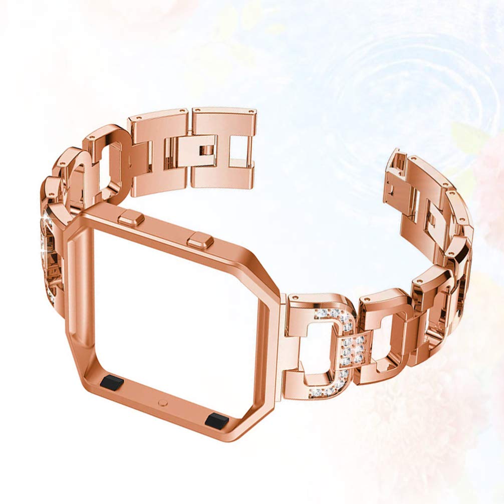 Hemobllo Rose Gold Rhinestone Watch Band - Quick Release Replacement Strap with Frame for Men, Compatible with Smartwatches & Dress Watches, Perfect for Weddings, Parties & Formal Events