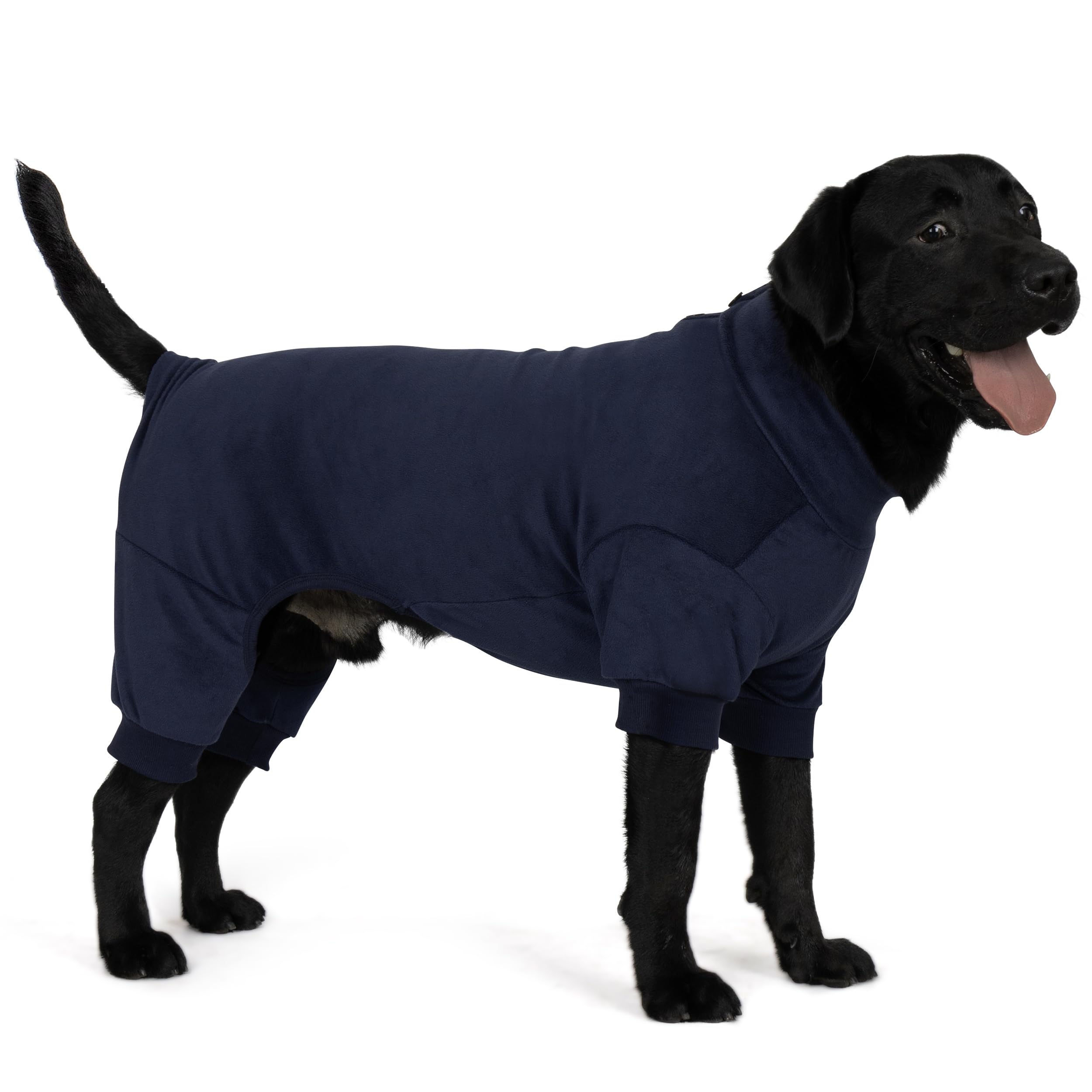 Warm & Cozy Dog Pajamas for Medium to Large Dogs - Stretchable Thermal Dog Onesie Winter Outfit, Soft Fleece Dog Jumpsuit for Cold Weather (Navy Blue, XXL) - Perfect for Indoor Lounging & Outdoor Winter Walks