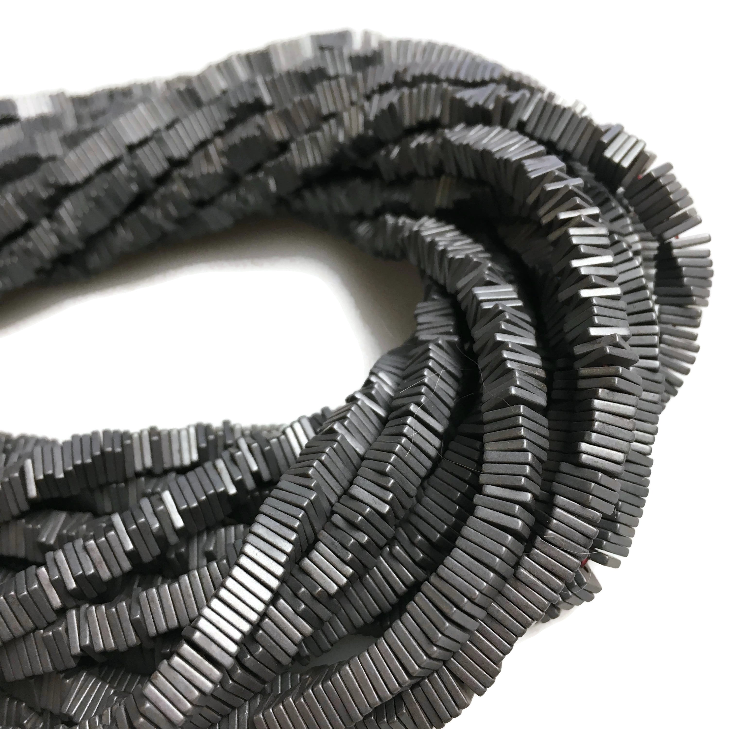 Gray/Gold/Silver/Blue Hematite Matte Square Disc Beads 2mm 3mm 4mm - 15.5 Inch Strand for Jewelry Making, DIY Bracelets, Necklaces & Craft Projects