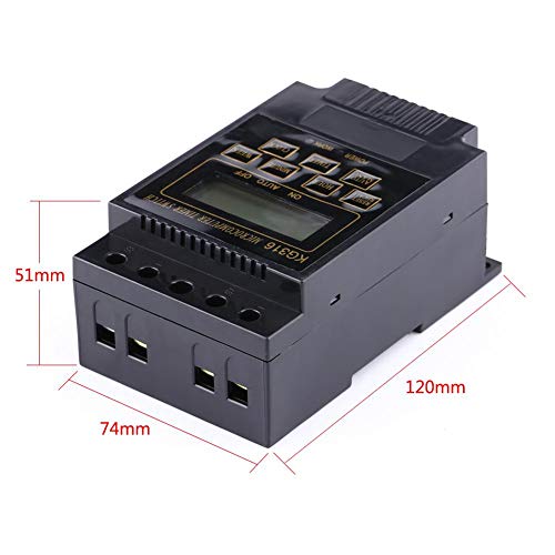 Digital Timer Switch with LCD Display - 10 On/Off Programs Microcomputer Controller (AC220V, Black) - Perfect for Home Automation, Lighting Control & Appliance Scheduling
