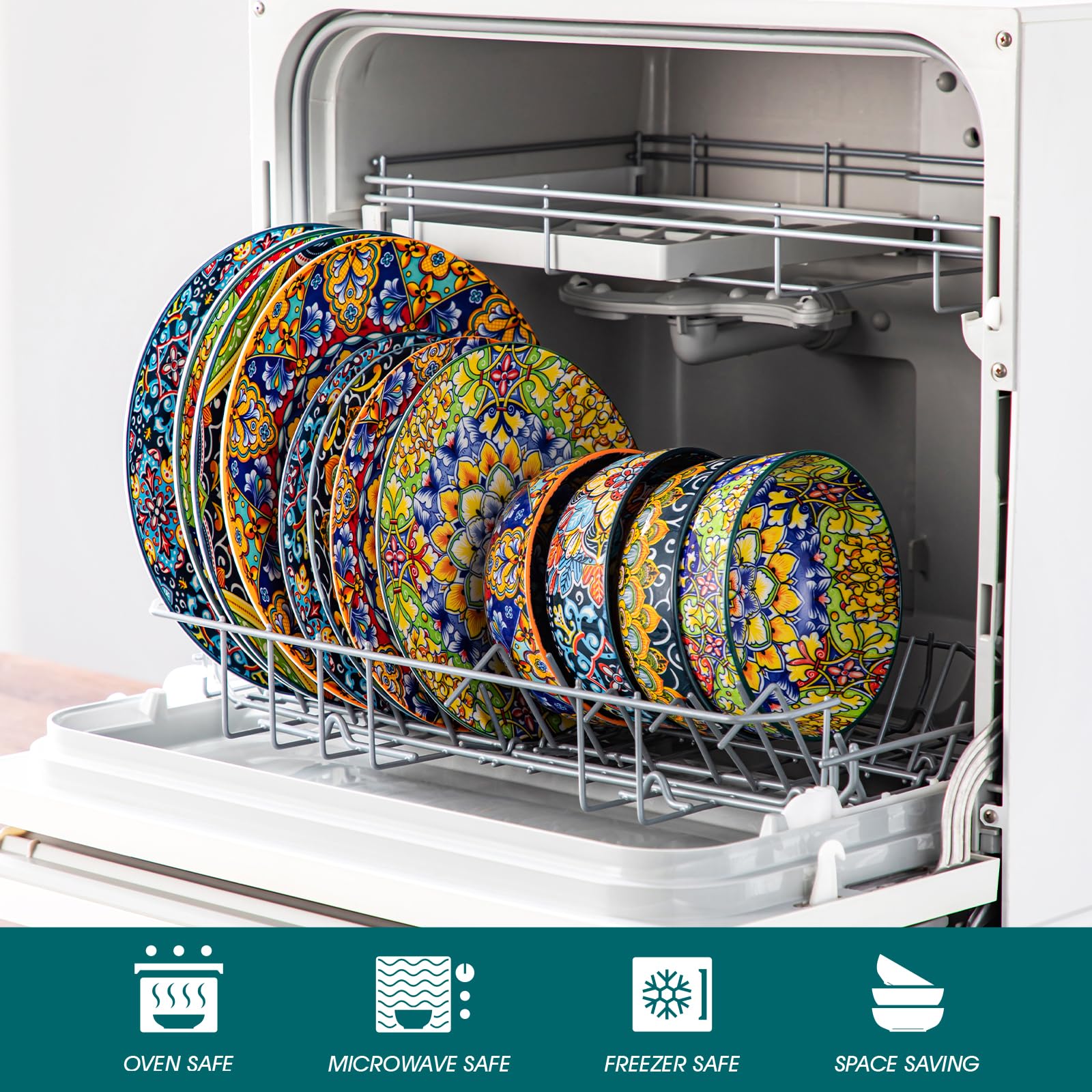 Vancasso 12-Piece Bohemian Style Dinnerware Set for 4 - Porcelain Plates & Bowls, Microwave & Dishwasher Safe, Scratch-Resistant - Perfect for Everyday Dining, Entertaining & Restaurant Use (Series SIMI)
