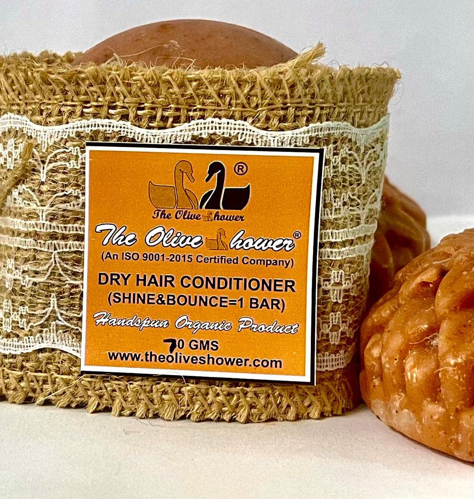 Olive Oil Shower Dry Conditioner Bar - 70g | Natural Hair Moisturizer for Dry & Damaged Hair | Perfect for Travel, Gym & Daily Use