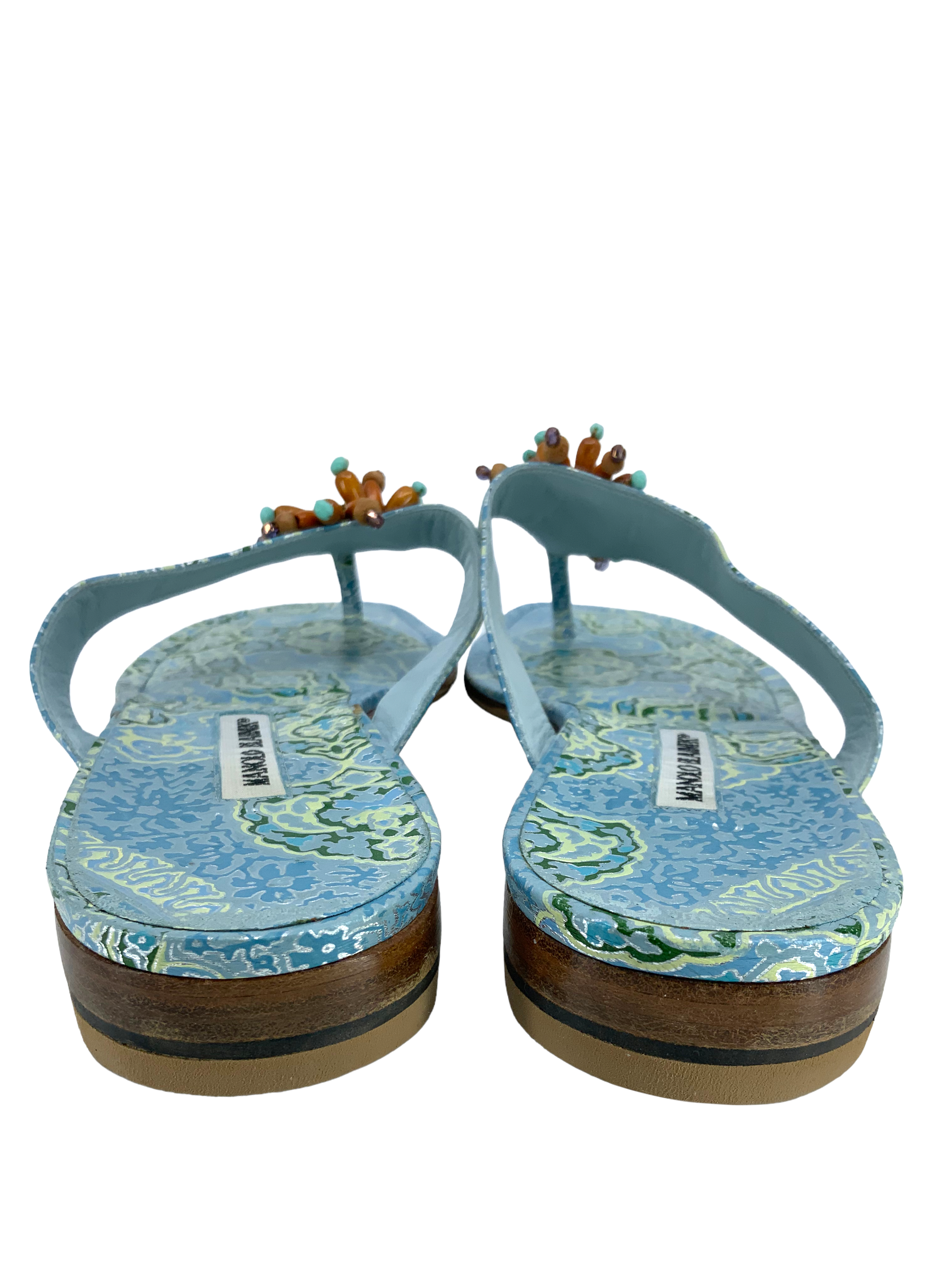 Manolo Blahnik Floral Print Thong Sandals for Women - Size 11 | Comfortable Summer Beach Flip Flops | Perfect for Vacation, Poolside & Casual Outings