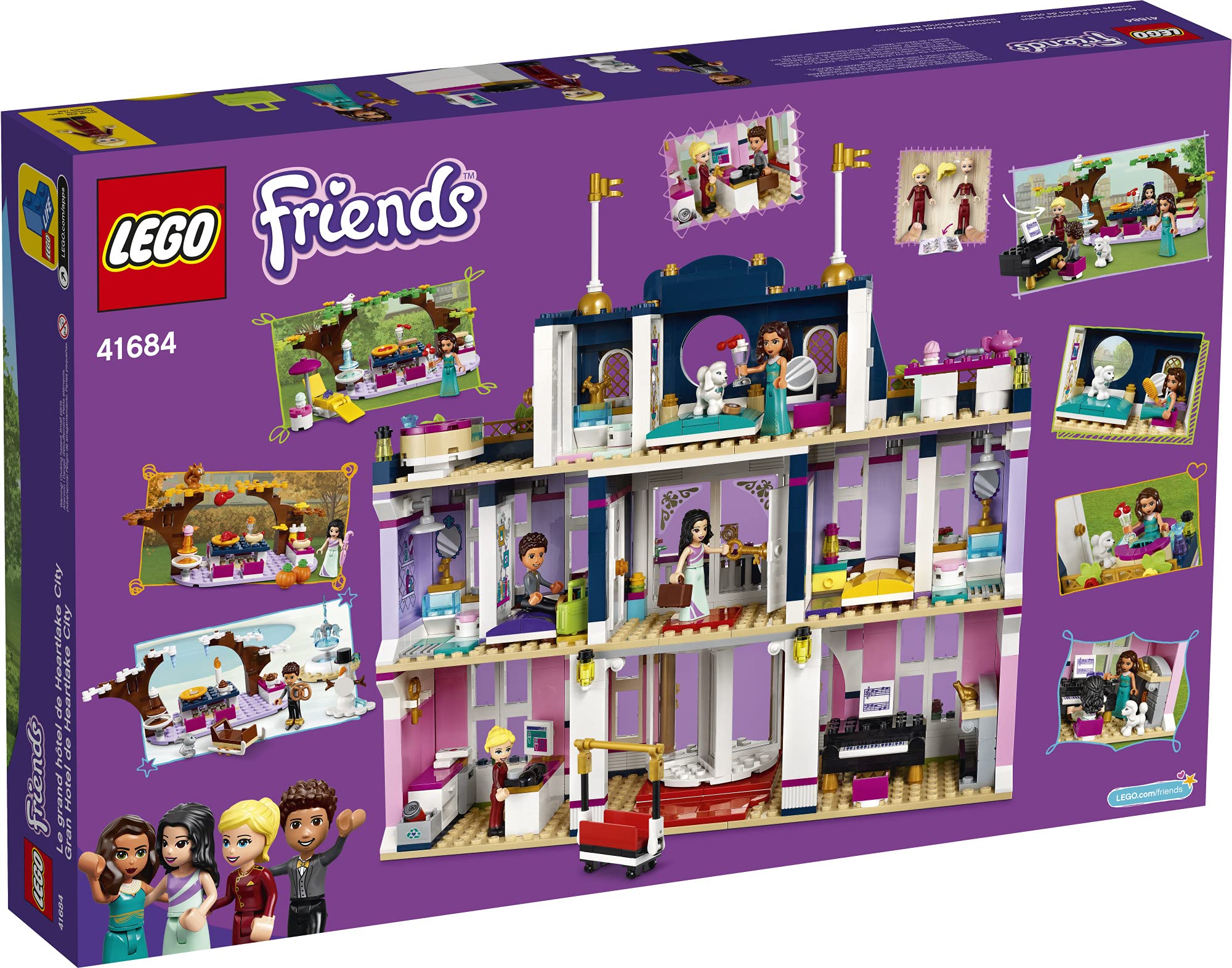 LEGO Friends Heartlake City Grand Hotel 41684 Building Kit with Emma, Stephanie, River & Amelia Mini-Dolls - 1308 Piece Creative Construction Set for Kids Ages 8+ | Perfect for Birthday Gifts, STEM Learning & Family Bonding Activities