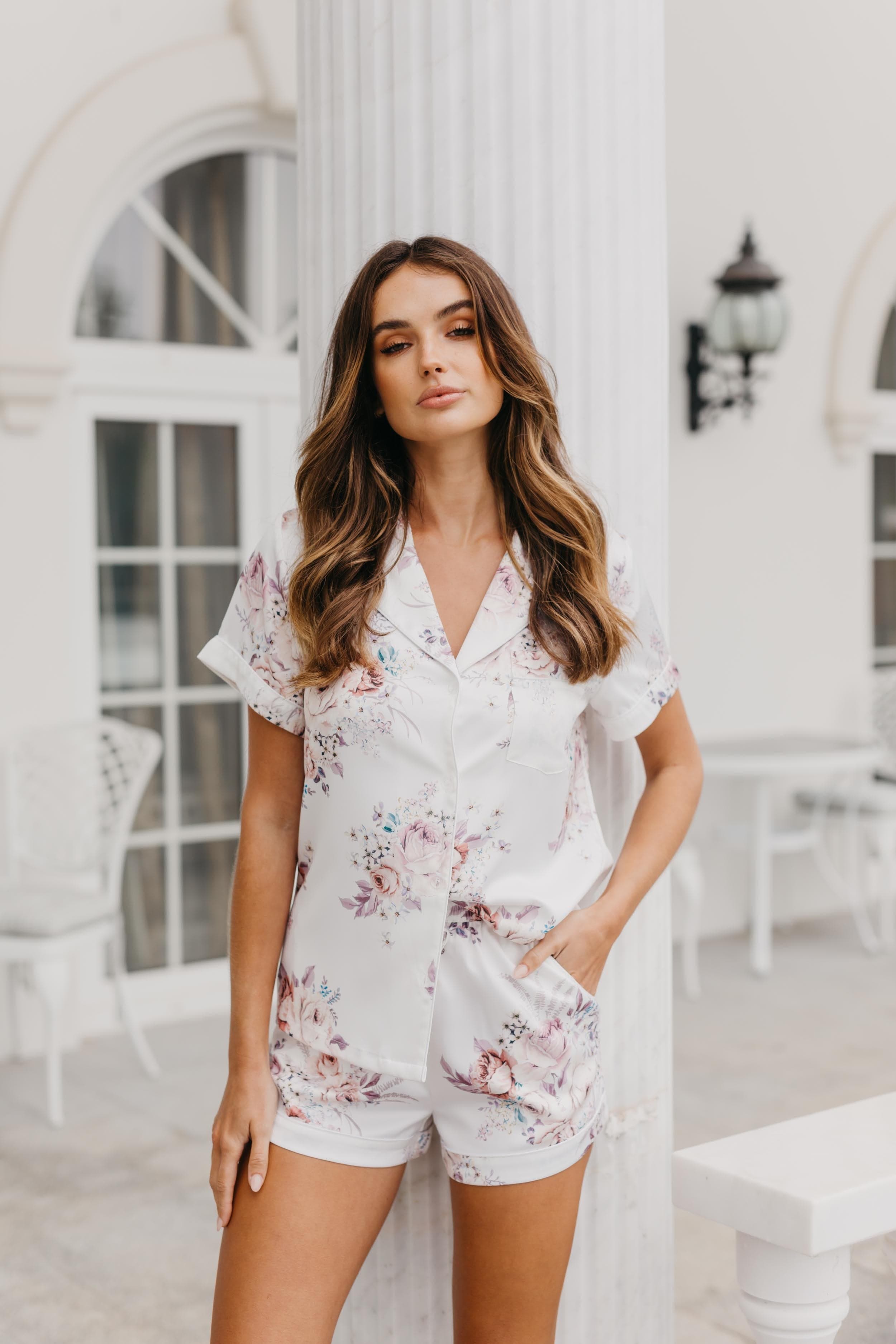 Andrea Rose Mist Pajama Set for Women - Soft & Comfortable Sleepwear, Loungewear for Relaxing at Home or Traveling