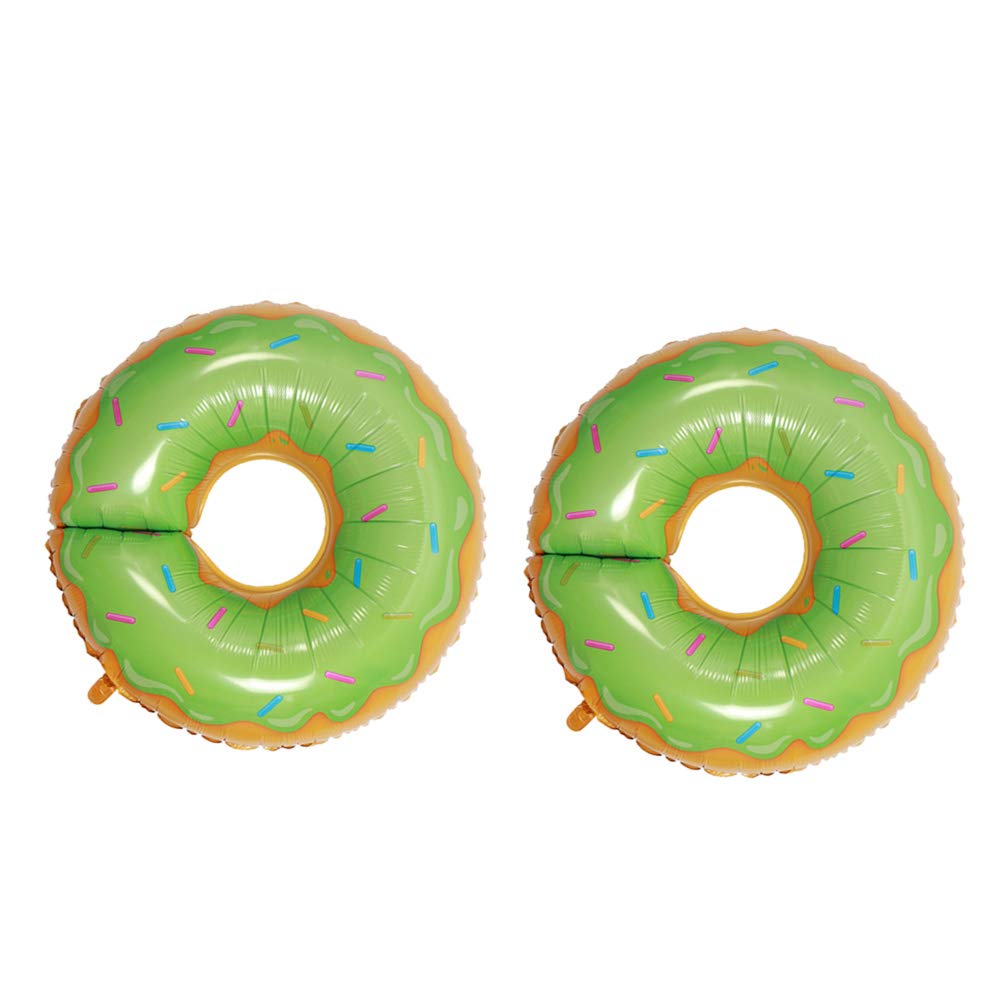 TENDYCOCO 2-Pack Green Doughnut Balloons - Foil Mylar Balloons for Birthday, Wedding, Baby Shower & Party Decorations - Perfect for Indoor & Outdoor Celebrations