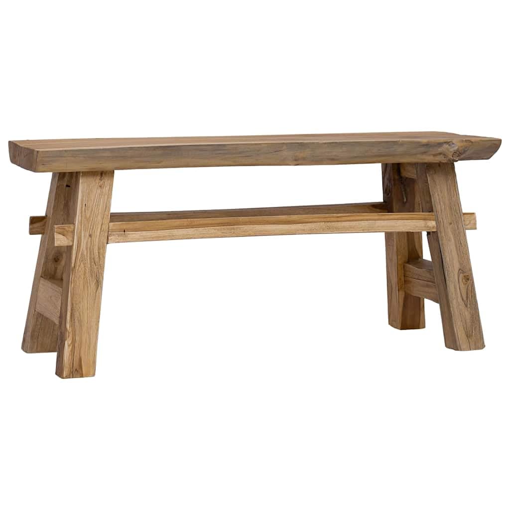 Handmade Rustic Farmhouse Storage Bench with Mixed Recycled Wood and Solid Teak - 39.4