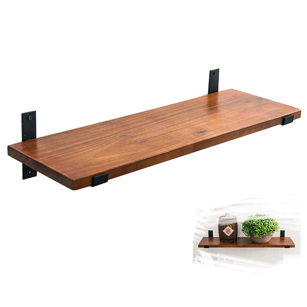 Rustic Wood Floating Shelves - Industrial Wall Mounted Storage Shelves Set of 2 for Bedroom, Living Room, Bathroom, Kitchen & Office - Perfect for Home Decor and Space Organization