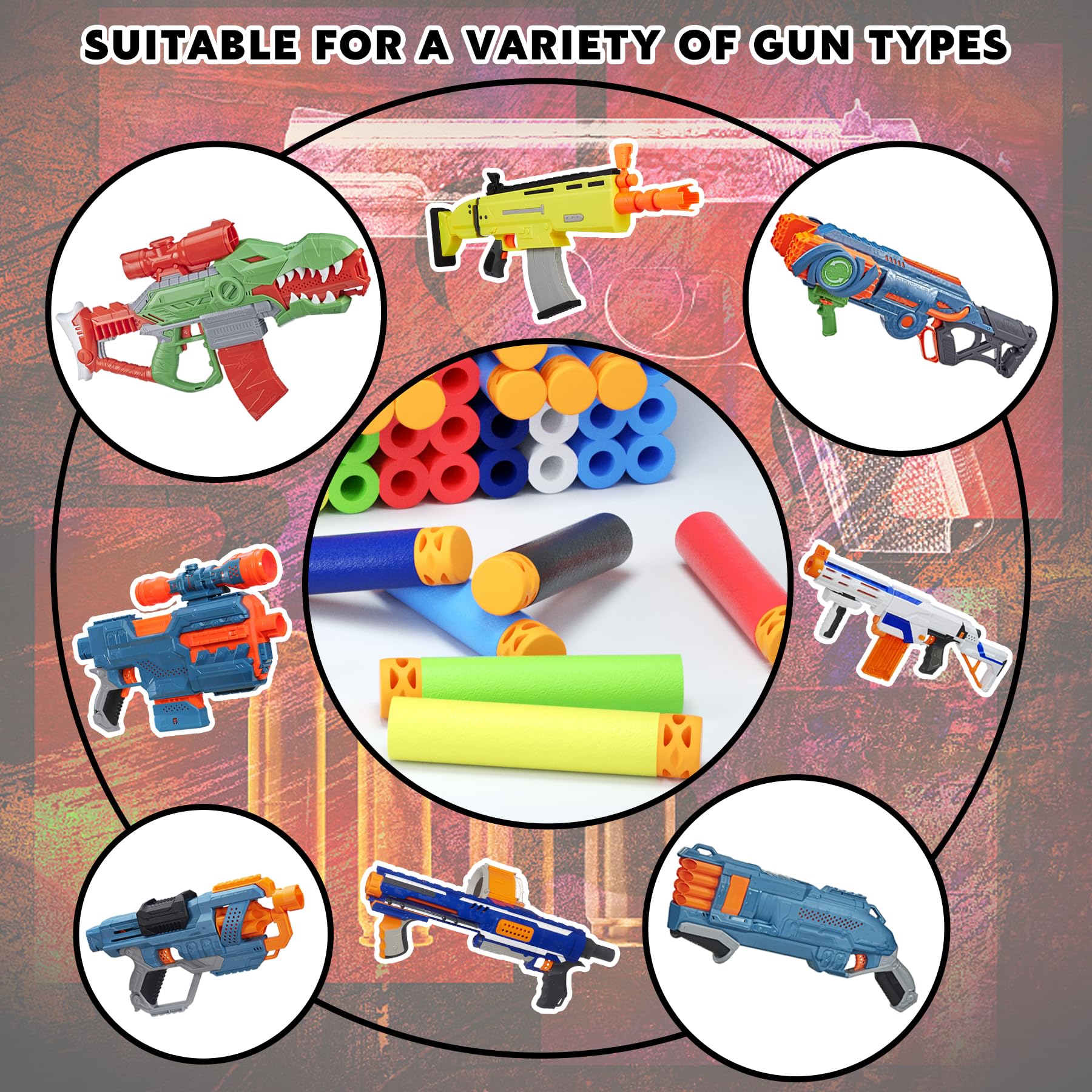 BOROLA 100Pcs Soft Hollow Foam Refill Waffle Darts - Compatible with Nerf Elite Series Blasters - Perfect for Nerf Battles, Target Practice & Indoor/Outdoor Play