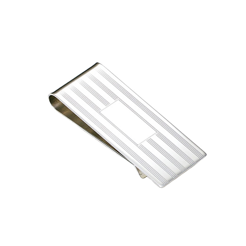 Premium Sterling Silver Engine Turned Money Clip - Elegant Bill Holder for Men's Wallet, Cash & Credit Cards - Perfect Gift for Graduation, Wedding & Business Professionals