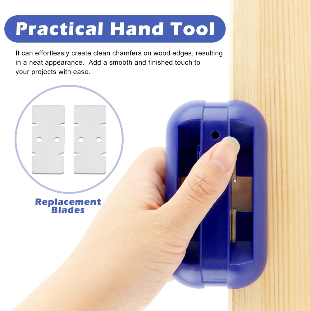 Professional Edge Banding Trimmer with 2 Tungsten Carbide Blades - Hand Planer for Woodworking, Chamfering & Deburring - Perfect for Trimming Edging Tape, Removing Burrs & Smoothing Corners (Blue) - Ideal for DIY Projects, Furniture Making & Cabinet Refinishing
