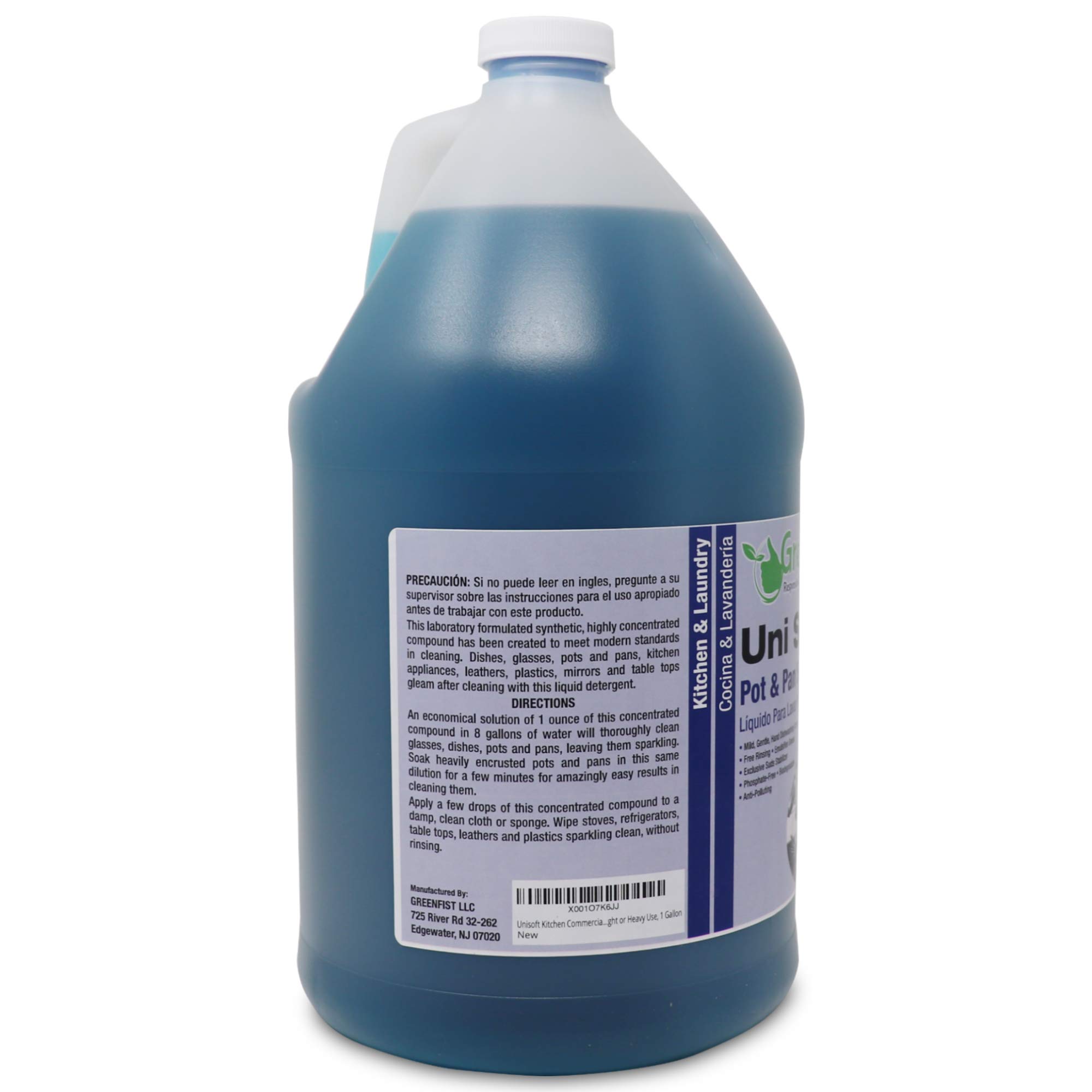 Unisoft Commercial Dish Soap Concentrate for Pots & Pans - Heavy Duty Degreaser (1 Gallon with Sponge, Pump & Microfiber Towel) - Ideal for Restaurant, Catering & Home Kitchen Deep Cleaning