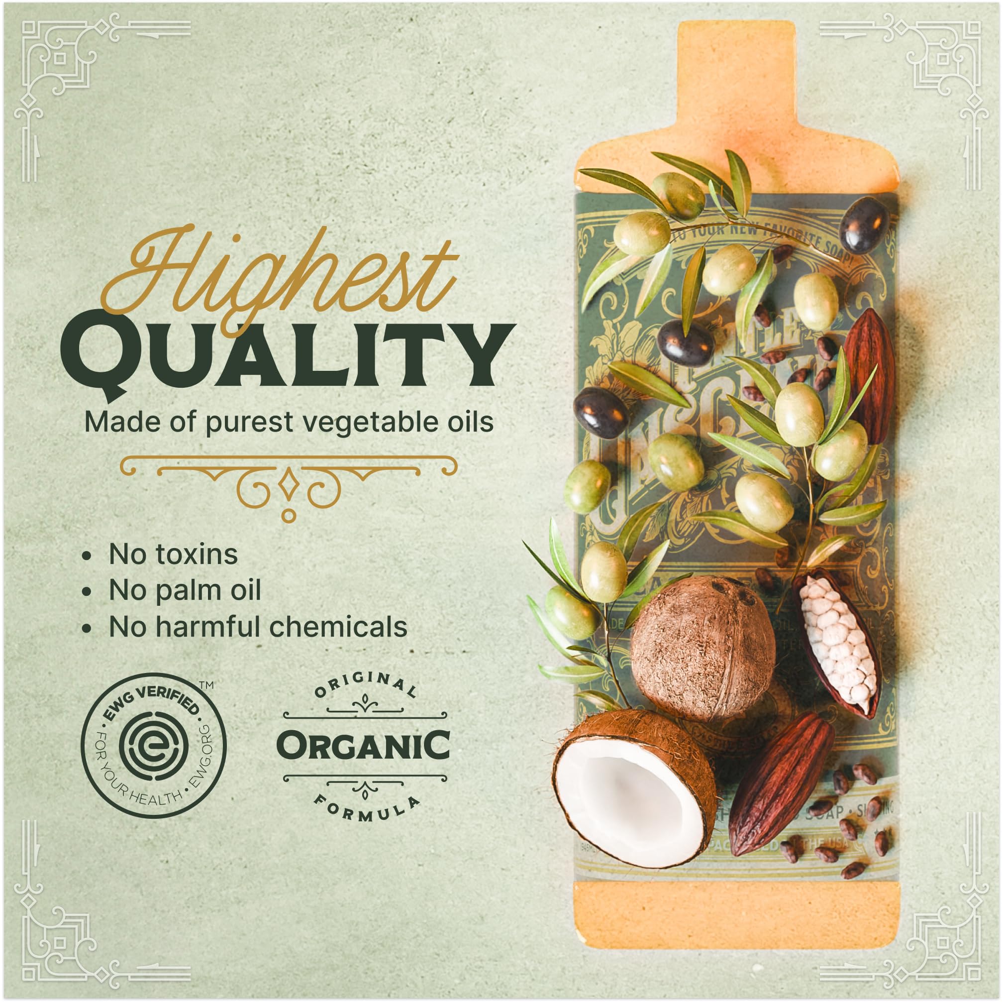 Organic Unscented Castile Soap Liquid - 5 Gallon Bulk Body Wash with High Olive Oil Content | EWG Verified | Gentle for Skin, Hair & Household Cleaning | Perfect for Large Families, Spas & Eco-Conscious Homes