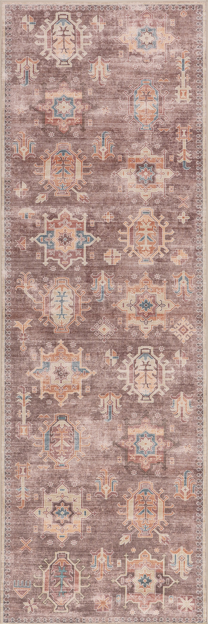 Araya Spill Proof Washable Rug - Non-Slip Kitchen Rug, Pet Friendly Living Room Carpet, Soft & Durable Brown Area Rug for Home, Office, and High Traffic Areas