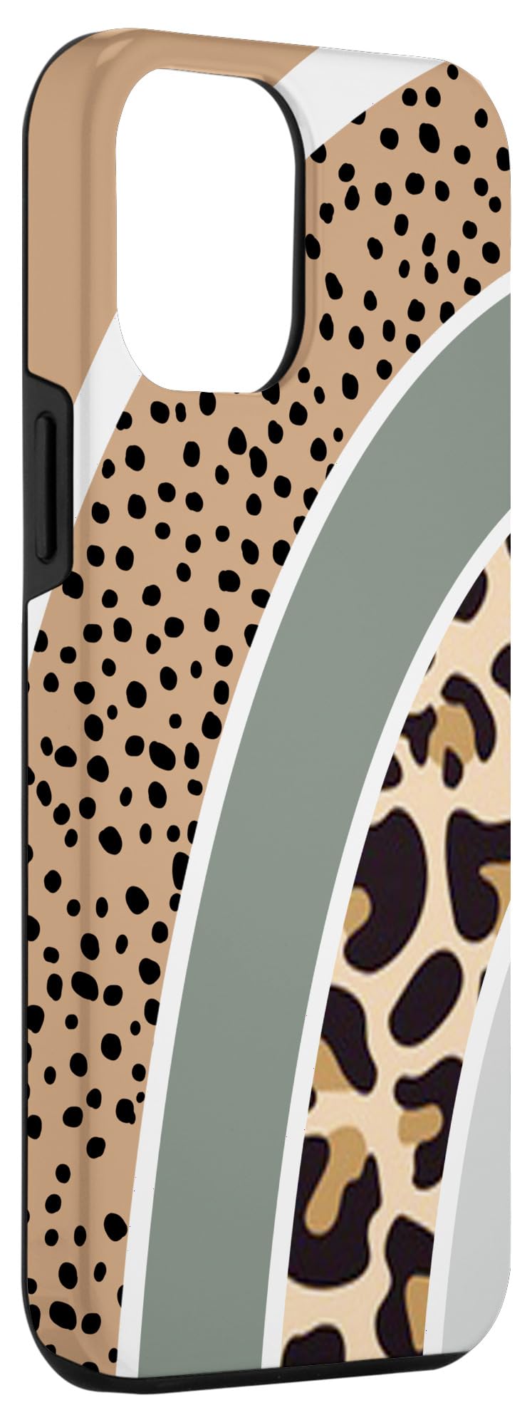 iPhone 12 Pro Max Case - Boho Burnt Orange Half Rainbow with Dotted Leopard Pattern - Slim Protective Cover for Everyday Use, Travel & Work