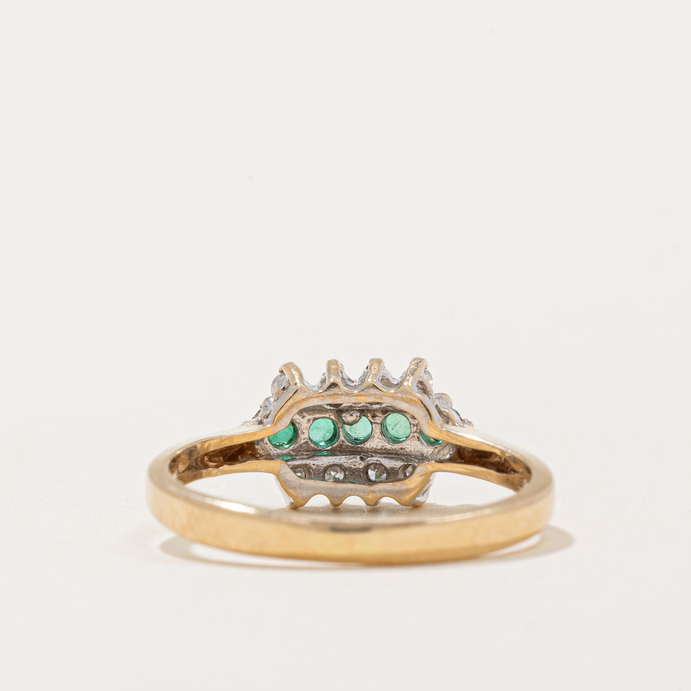 0.08ctw Diamond & Emerald Ring - 0.06ctw Genuine Gemstone Jewelry - Size 3.75 - Elegant Gift for Women, Anniversary & Special Occasions
