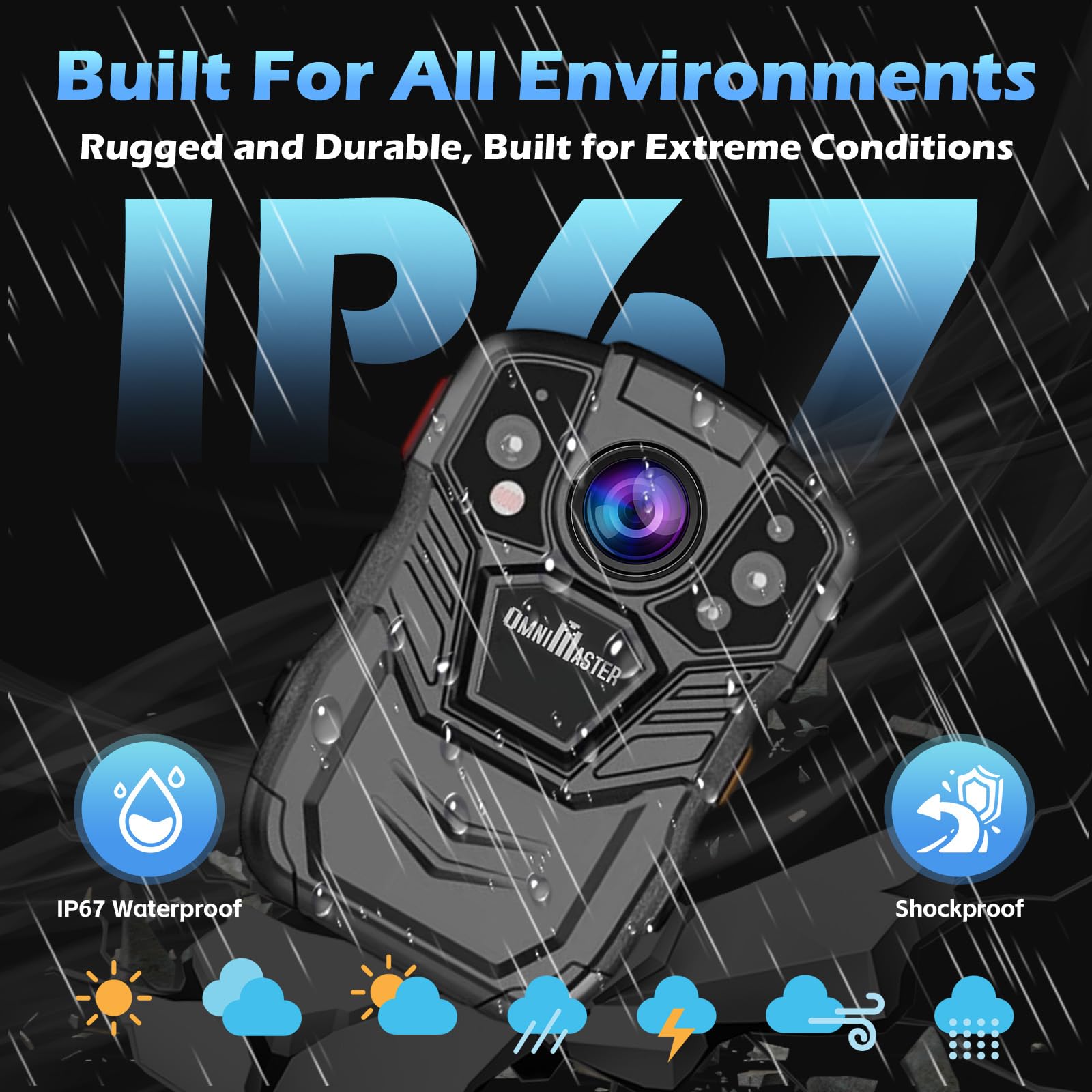 1296P UHD Body Camera with Audio Recording - 2 Inch LCD Display, Night Vision, Waterproof & Shockproof - Compact Body Worn Camera (128GB) for Law Enforcement, Security Guards & Outdoor Activities