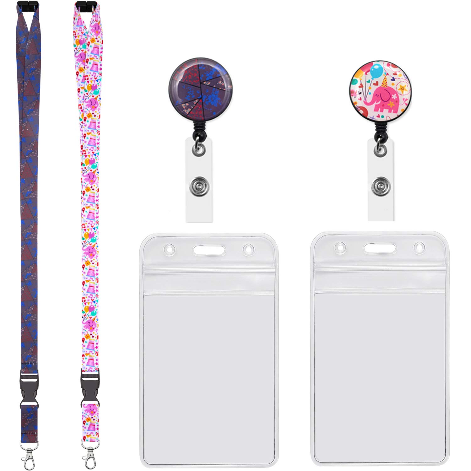 YOUOWO 2 Pack Cruise Lanyards with Badge Reel - for Office ID, Keys & Cards - for Work, Travel & Events