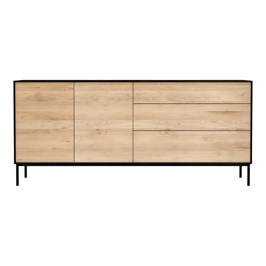 Modern Blackbird Sideboard - 2 Door Cabinet with 3 Drawers for Living Room, Dining Room & Bedroom Storage