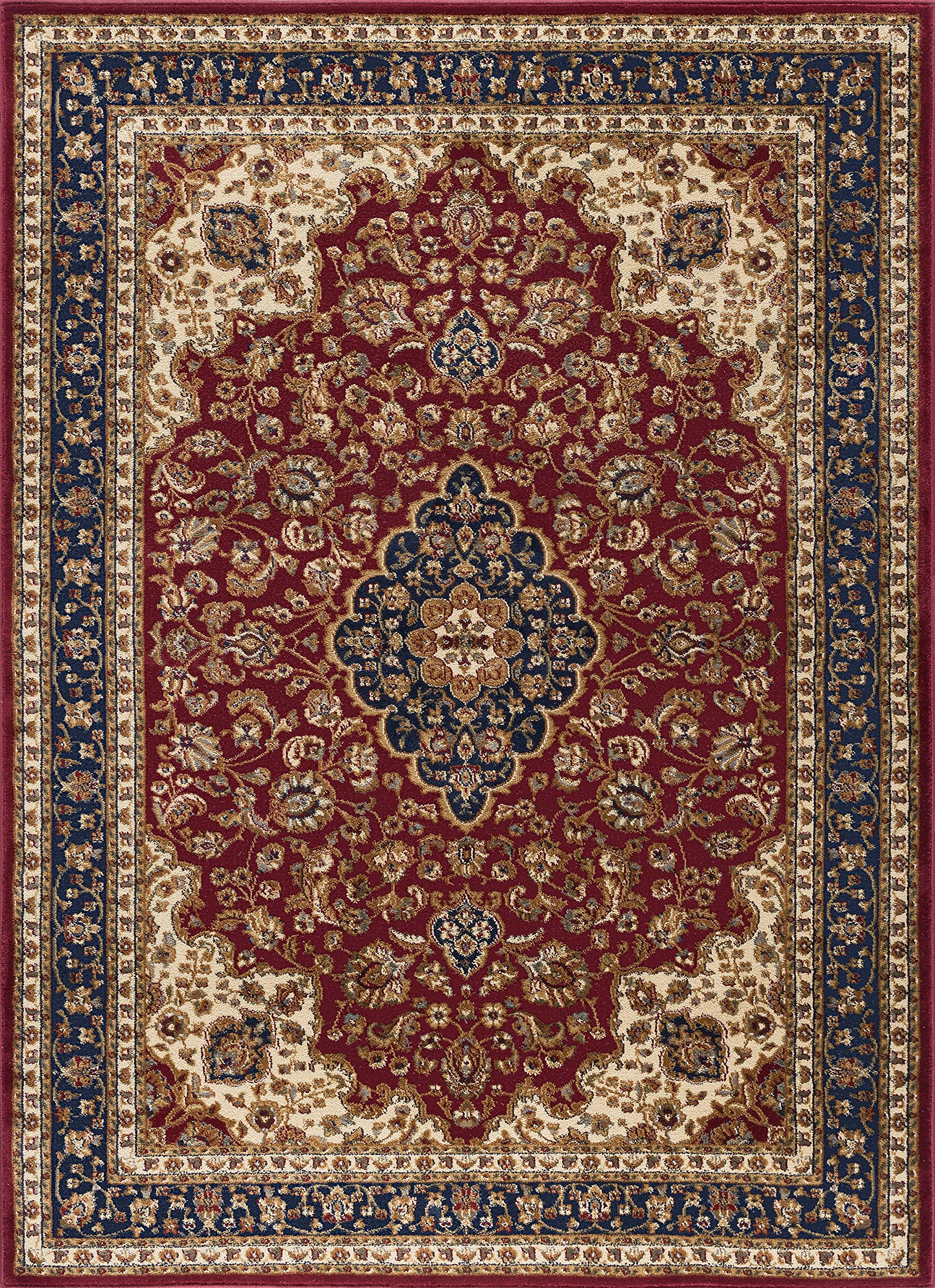 Kirsten Traditional Oriental Red Rectangle Area Rug 8' x 10' - Perfect for Living Room, Bedroom & Home Decor