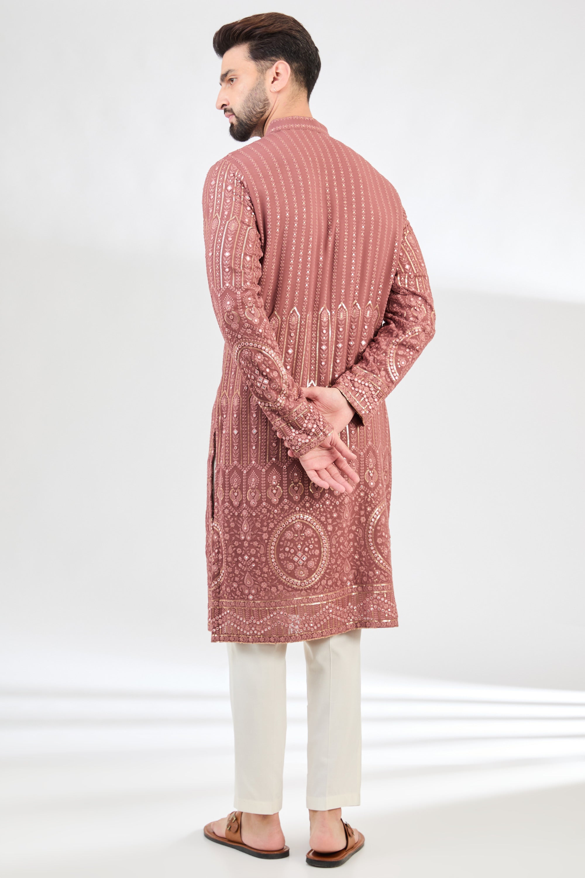 Elegant Mauve Taupe Chikankari Kurta for Women - Traditional Indian Embroidered Tunic Top - Perfect for Festivals, Weddings & Casual Wear