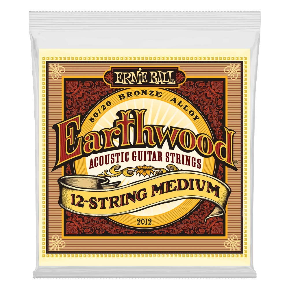 Ernie Ball Earthwood 12-String Acoustic Guitar Strings - Medium 80/20 Bronze, 11-52 Gauge (P02012) - Perfect for Folk, Rock & Studio Recording