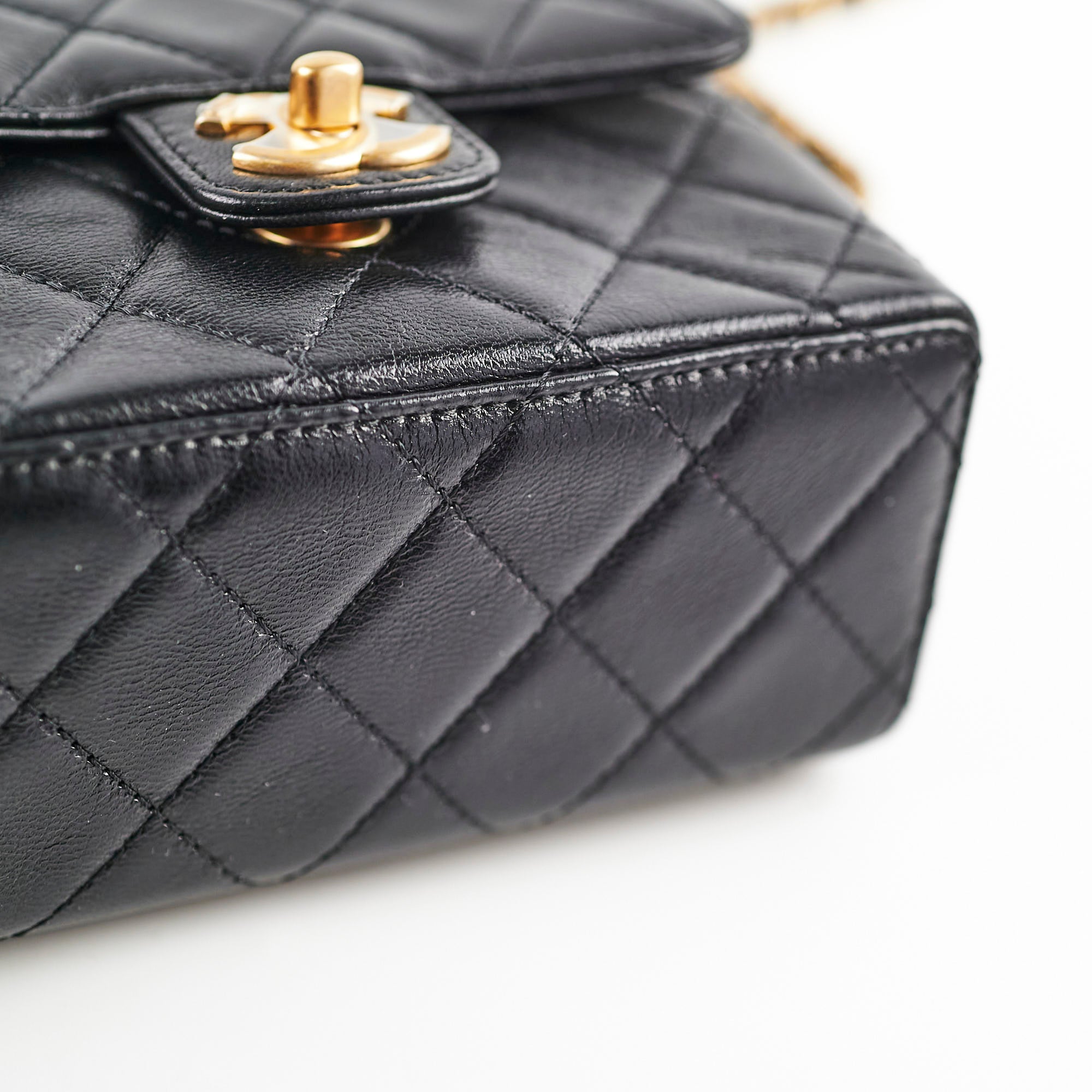 Chanel 2022 Seasonal Square Black Goat Skin Bag with Microchip - Luxury Designer Handbag for Women, Perfect for Evening Parties & Special Occasions