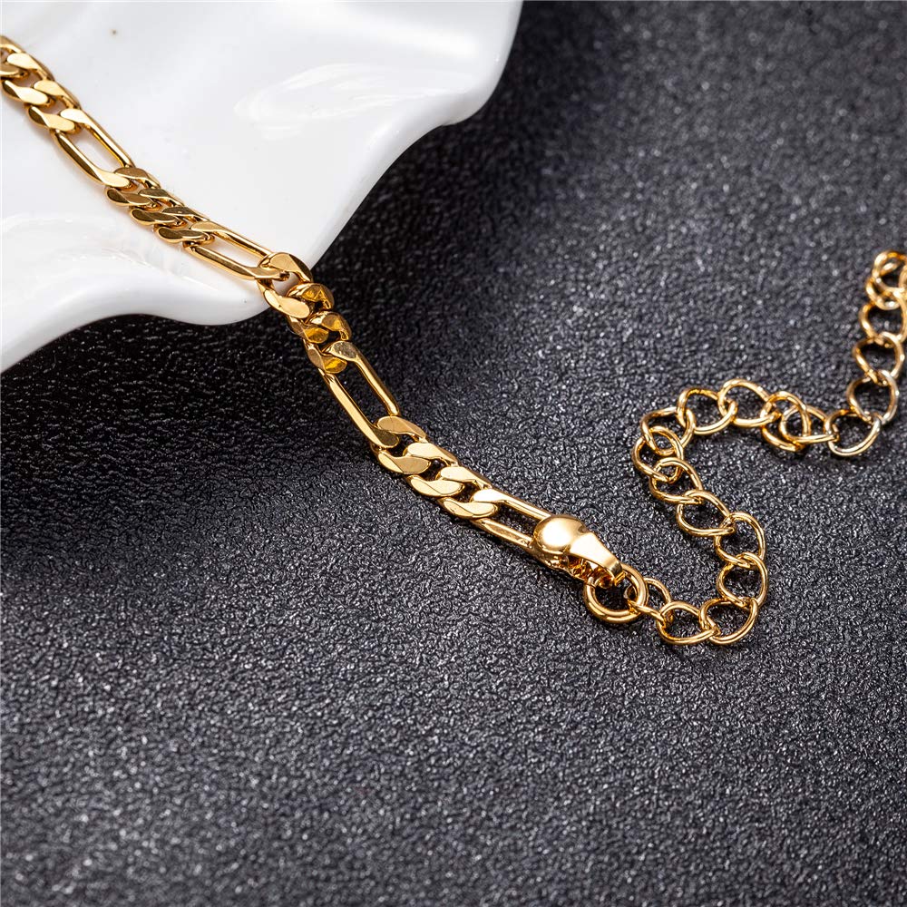 Personalized Initial Ankle Bracelets for Women & Men - 18K Gold & Silver Figaro Cuban Link Anklet - Custom Name Jewelry with Initials - Perfect for Gifts, Beach Wear & Everyday Fashion Accessories