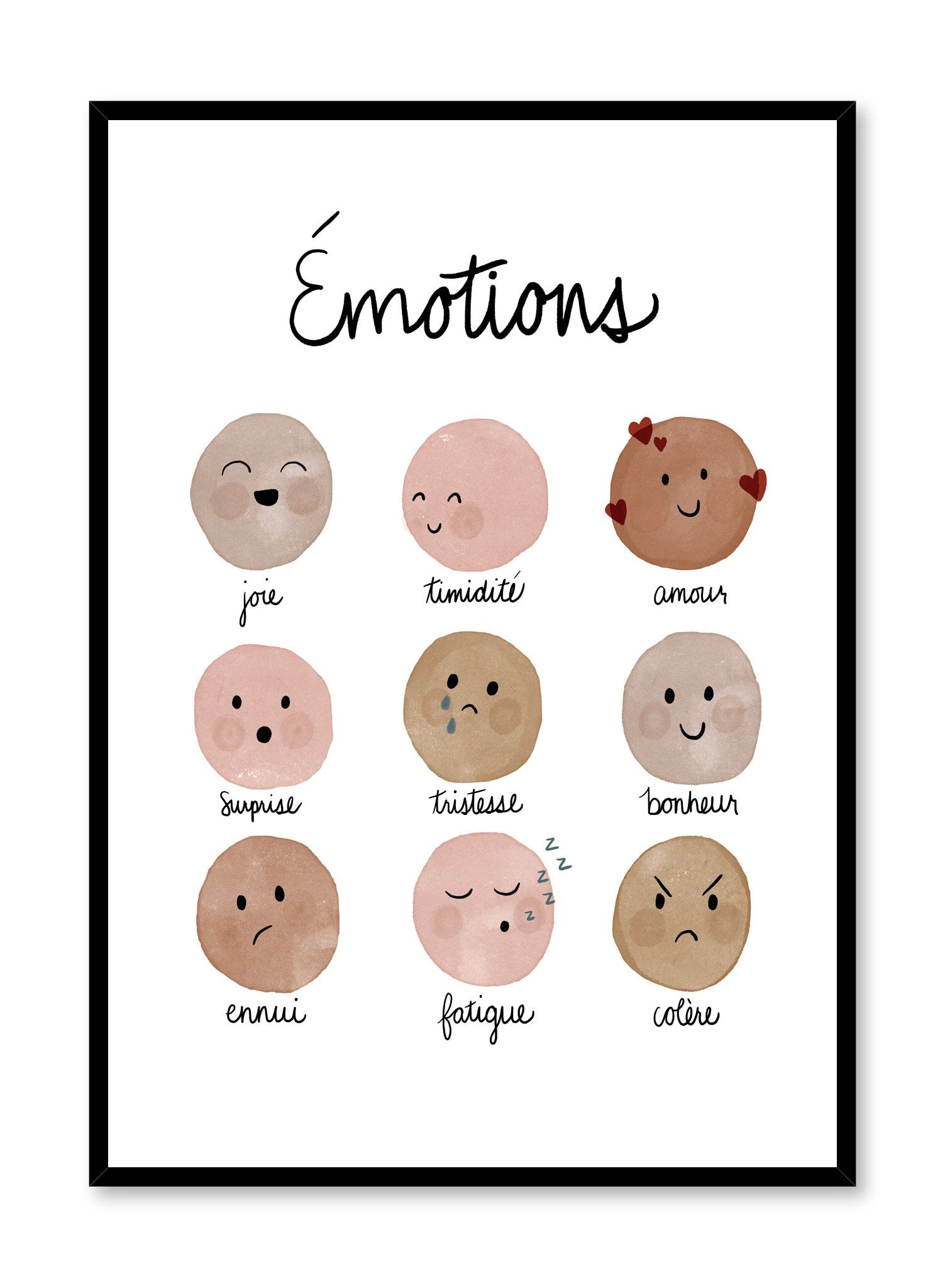 Rose Emotions in French - Vintage Floral Wall Art Poster for Home Decor, Office, Living Room & Bedroom