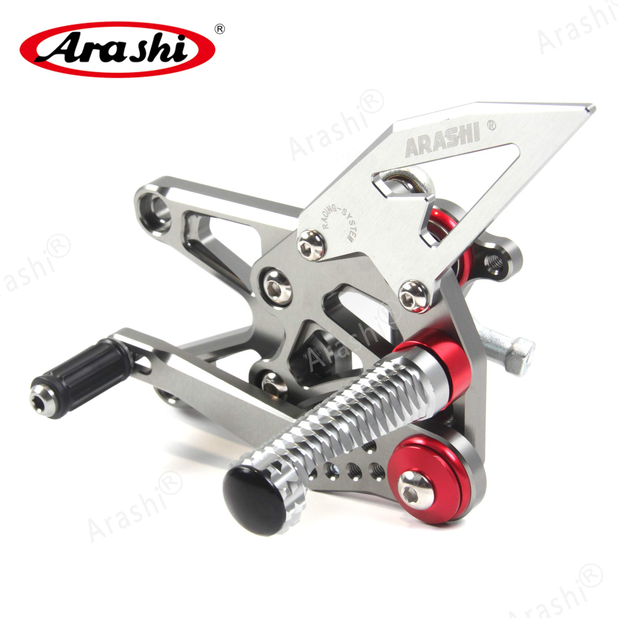 Arashi V2.0 Adjustable Rear Sets Foot Pegs for Triumph Daytona 675/R (2013-2018) - CNC Machined Motorcycle Footrests in Gray - Perfect for Track Days, Sport Riding & Performance Upgrades