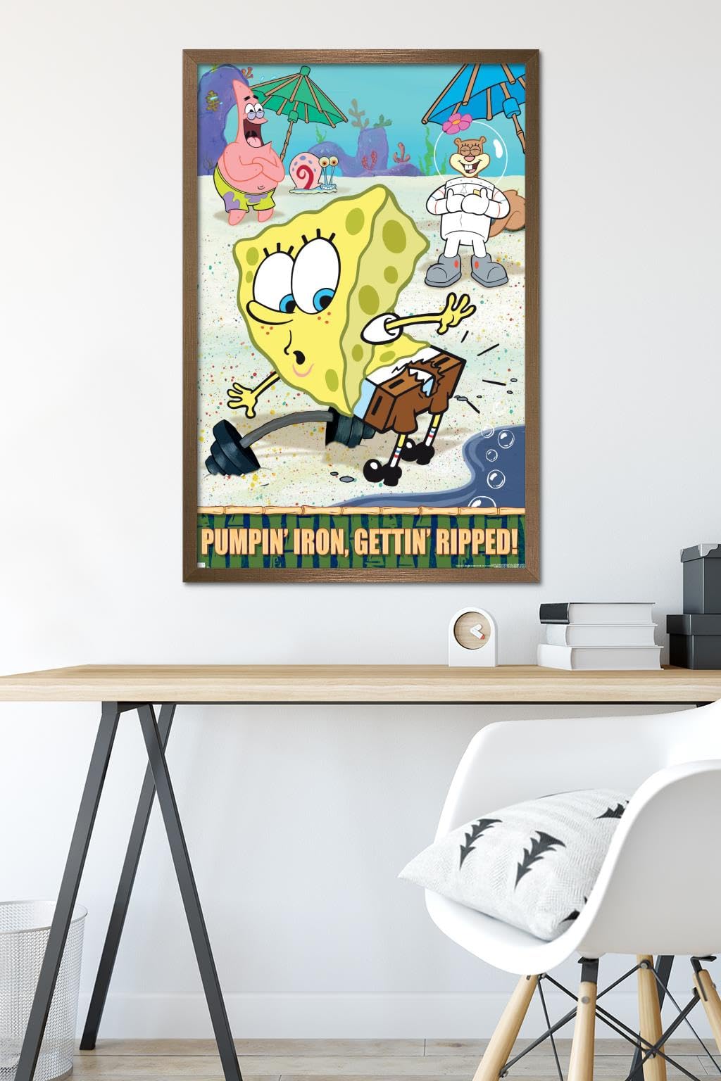Trends International Nickelodeon SpongeBob SquarePants Ripped Wall Poster - 22.375 x 34 Inches, Bronze Framed Art Print - Perfect for Kids' Bedroom, Game Room & Cartoon Lover Decor