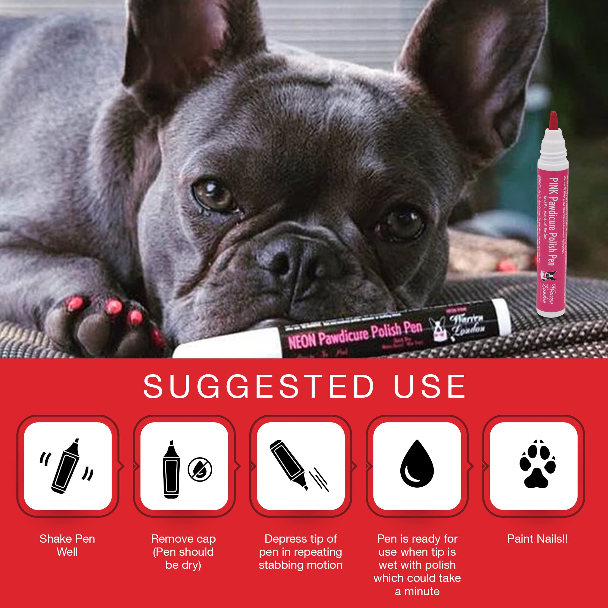 Warren London Pawdicure Dog Nail Polish Pens - Quick Drying, Non-Toxic & Low Odor Pet Nail Polish - Made in USA - 13 Vibrant Colors Including Neon Pink, Purple & Green - Perfect for Dog Birthday Parties, Costume Events & Grooming Sessions