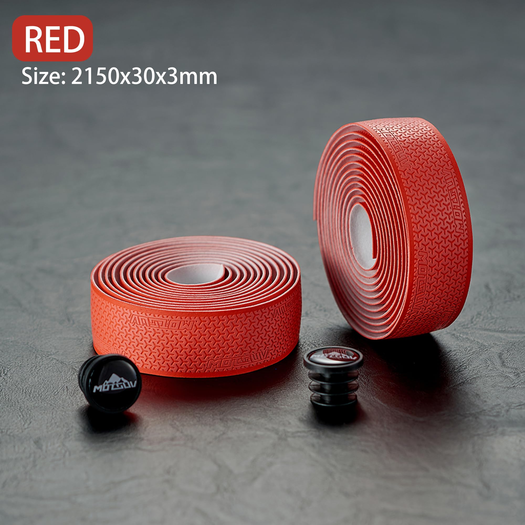 Premium VXM Bike Handlebar Tape - PU Leather & EVA Road Bicycle Bar Grip Wrap (2 Rolls, Red) | Comfortable Cycling Handlebar Cover for Road Bikes, Mountain Bikes & Commuter Bikes