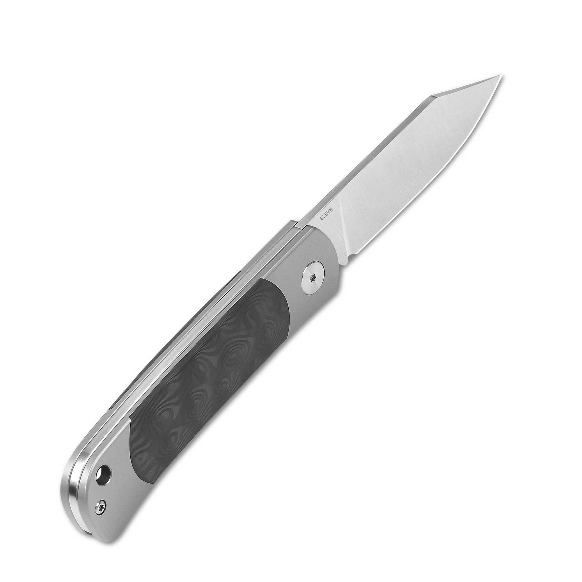 QSP Falcon Slip Joint Pocket Knife - S35VN Steel Blade, Titanium Handle with Marbled Carbon Fiber - EDC, Camping, Hiking & Everyday Carry Knife