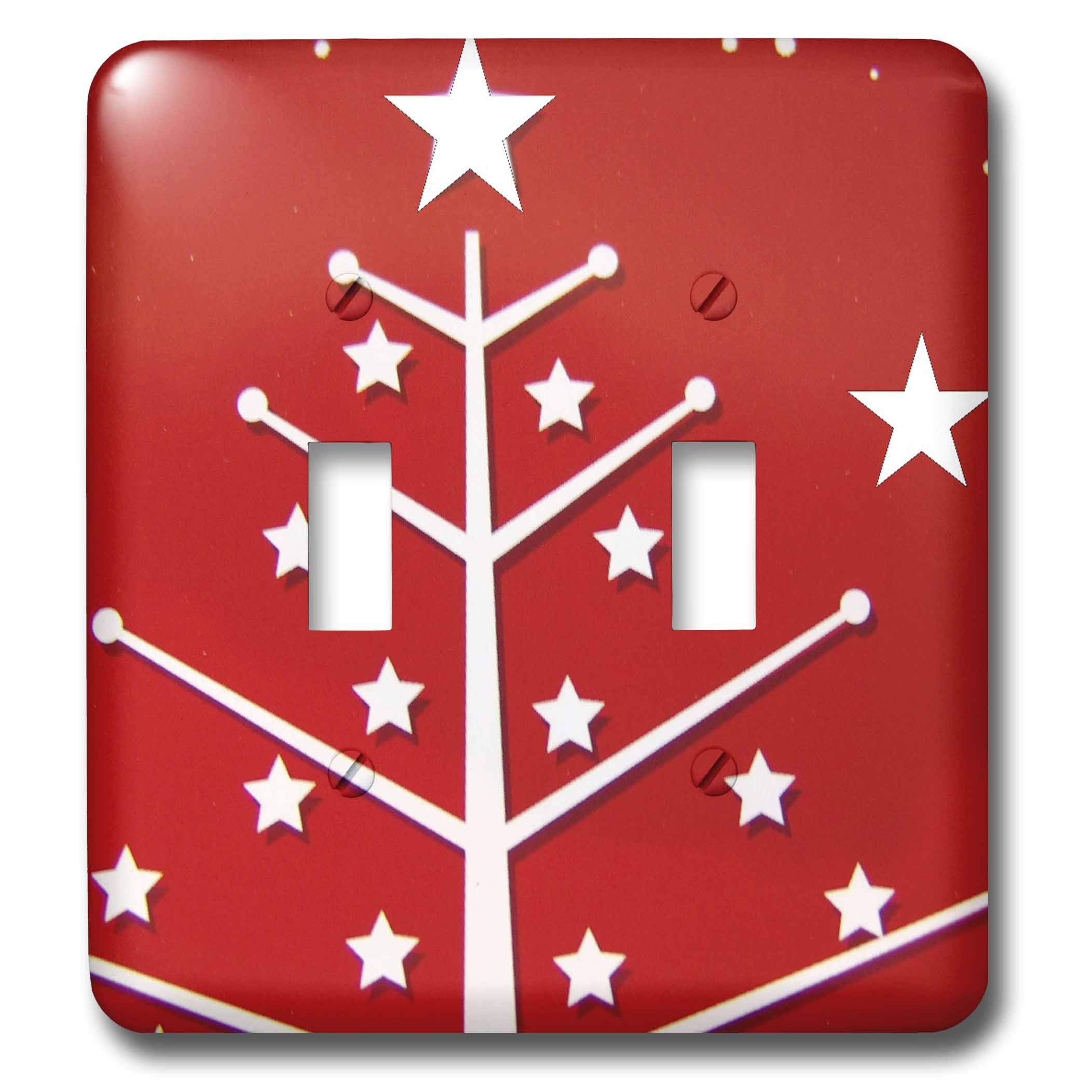 3D Christmas Tree White Double Toggle Switch - Multicolor Light Switch Cover for Holiday Home Decor & DIY Electrical Projects