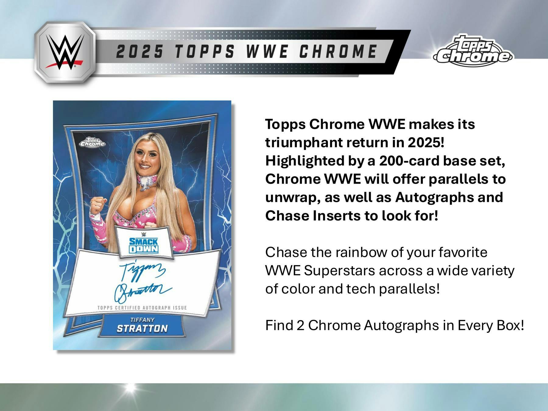 2025 Topps Chrome WWE Wrestling Hobby Box - 24 Packs with Autograph & Relic Cards - Collectible Trading Cards for WWE Fans - Perfect for Collectors, Gifts, and Fantasy Sports Enthusiasts
