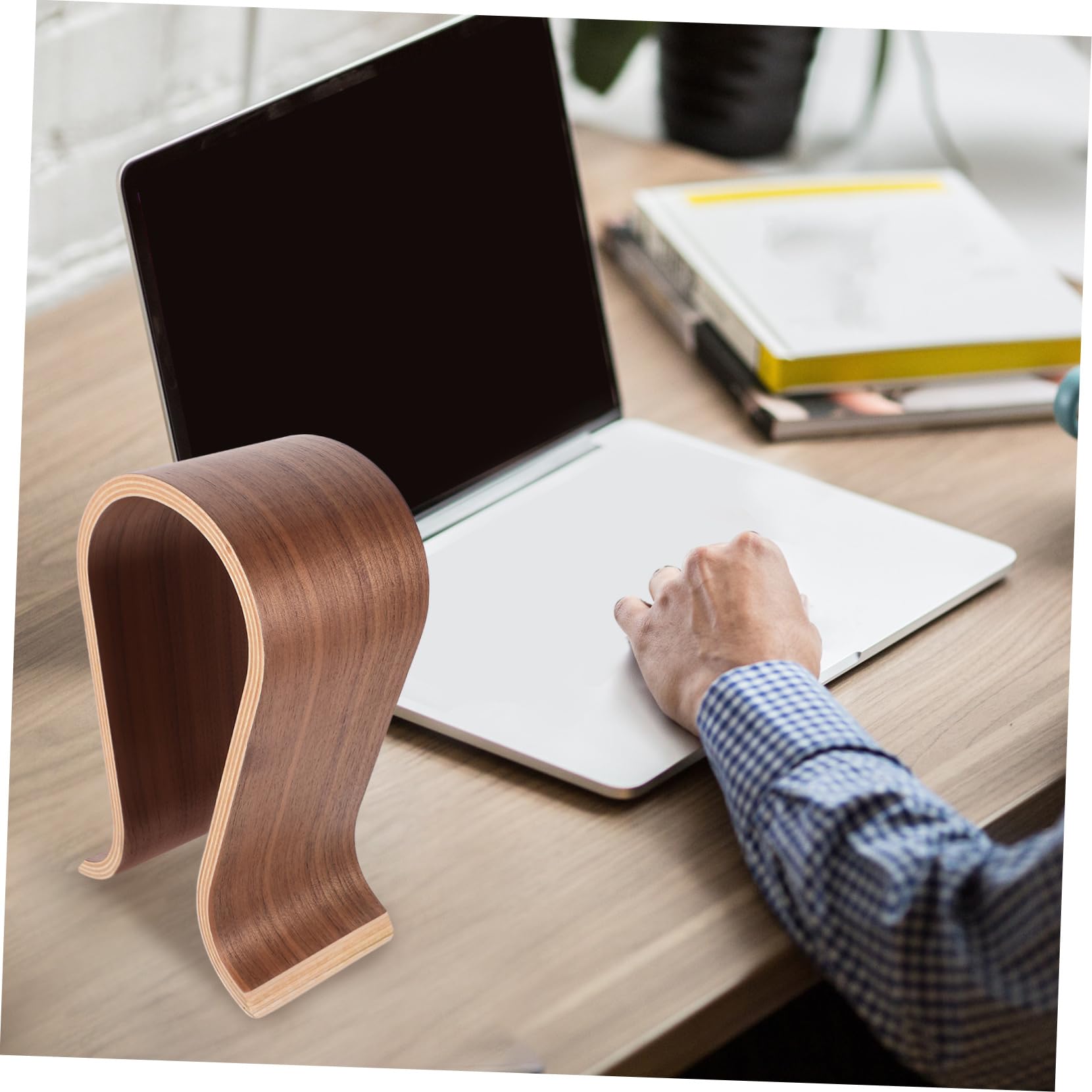 Premium Wooden Headphone Stand - 2 Pack Desk Organizer for Headset & Accessories | Stylish Wood Hanger Holder for Gaming, Office, and Home Decor